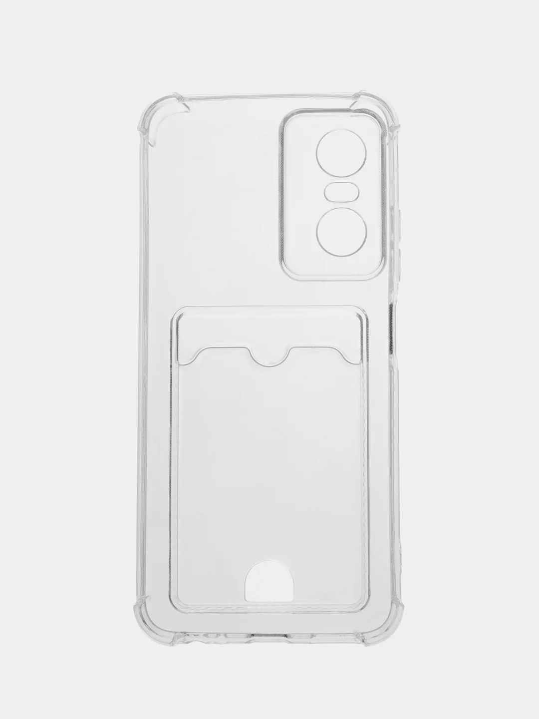 Прозрачный противоударный чехол BROSCORP для Tecno Pop 6 Pro с кармашком и защитой камер, картхолдер