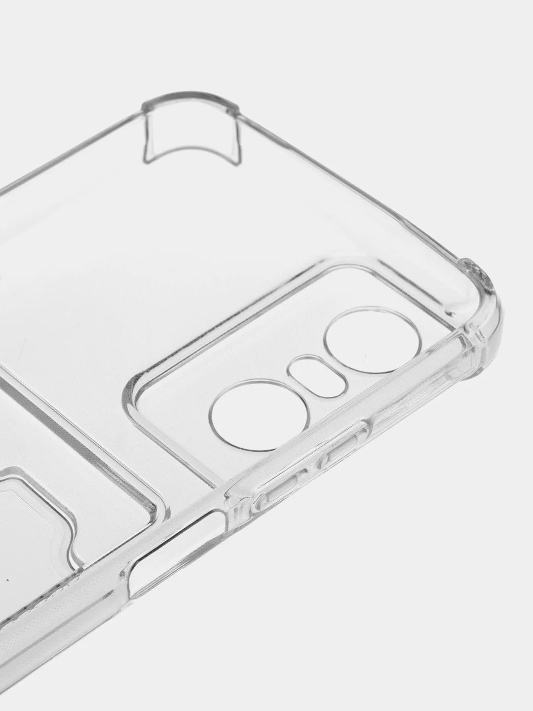 Прозрачный противоударный чехол BROSCORP для Tecno Pop 6 Pro с кармашком и защитой камер, картхолдер