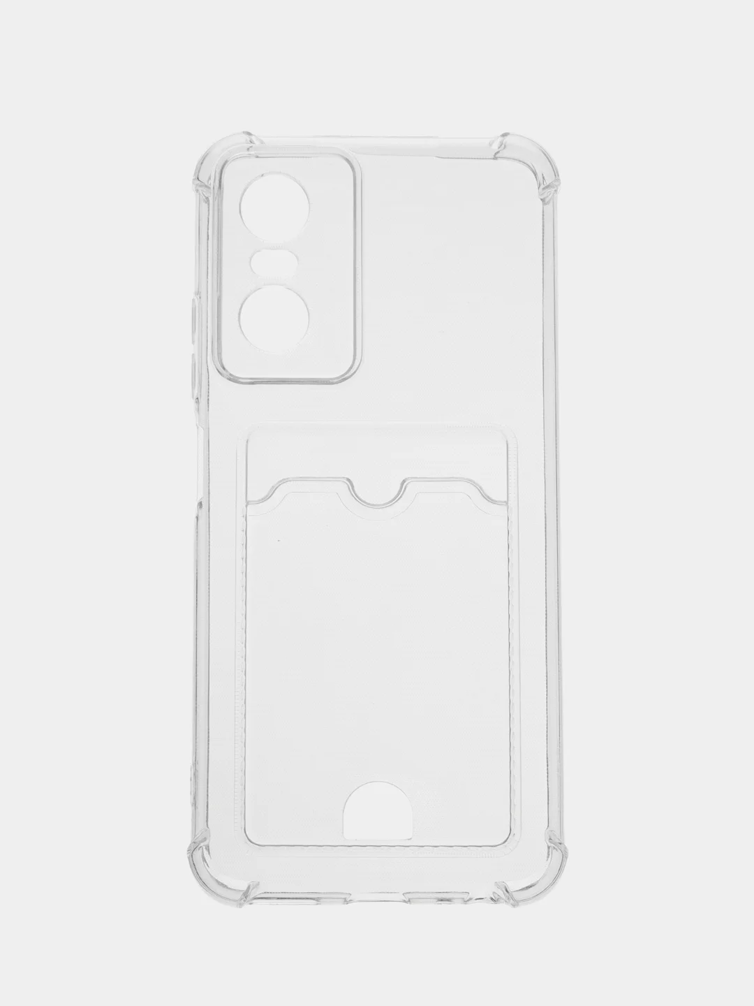 Прозрачный противоударный чехол BROSCORP для Tecno Pop 6 Pro с кармашком и защитой камер, картхолдер