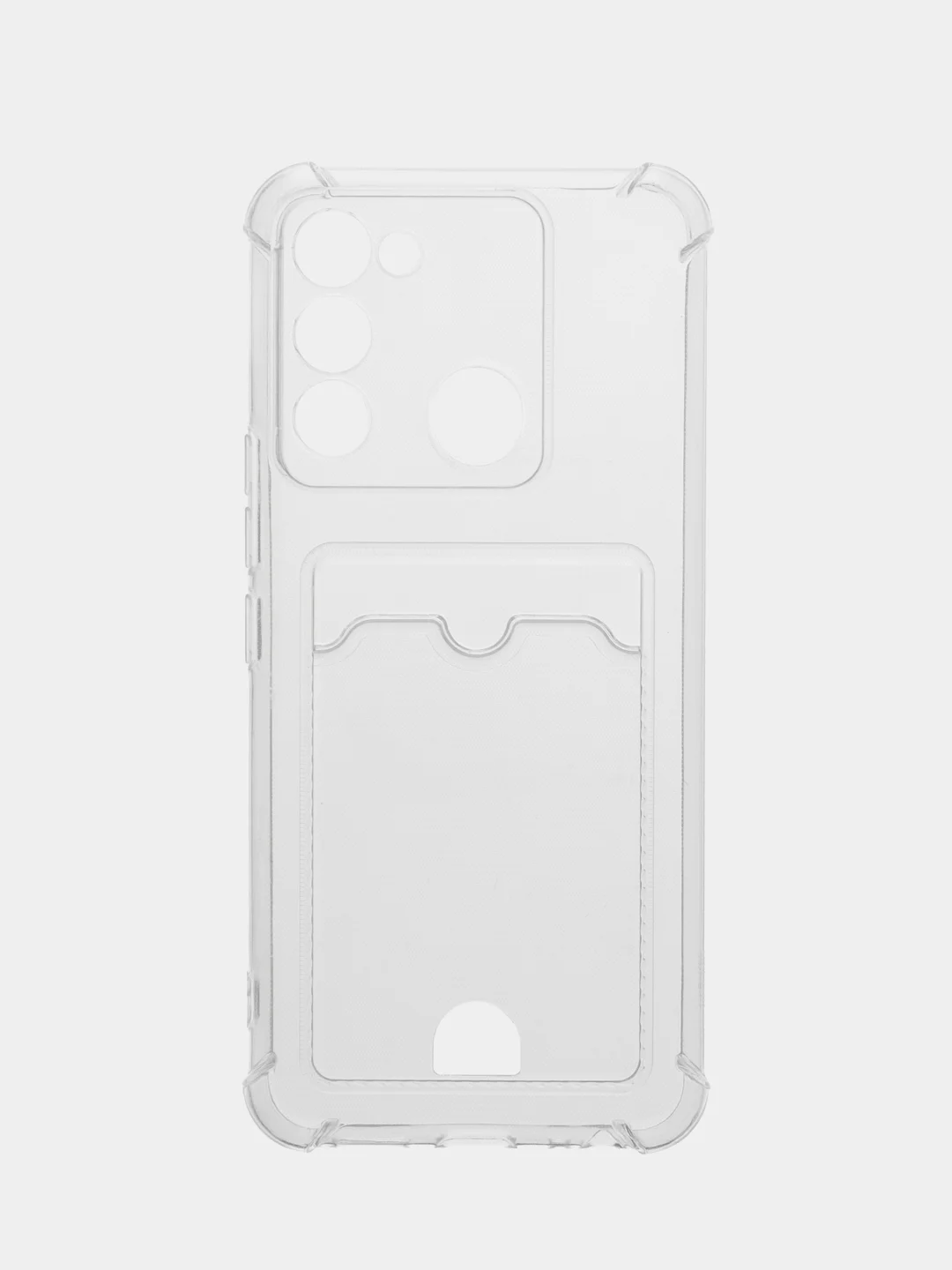 Прозрачный противоударный чехол BROSCORP для Tecno Spark 8C и Spark Go 2022 силиконовый, с карманом
