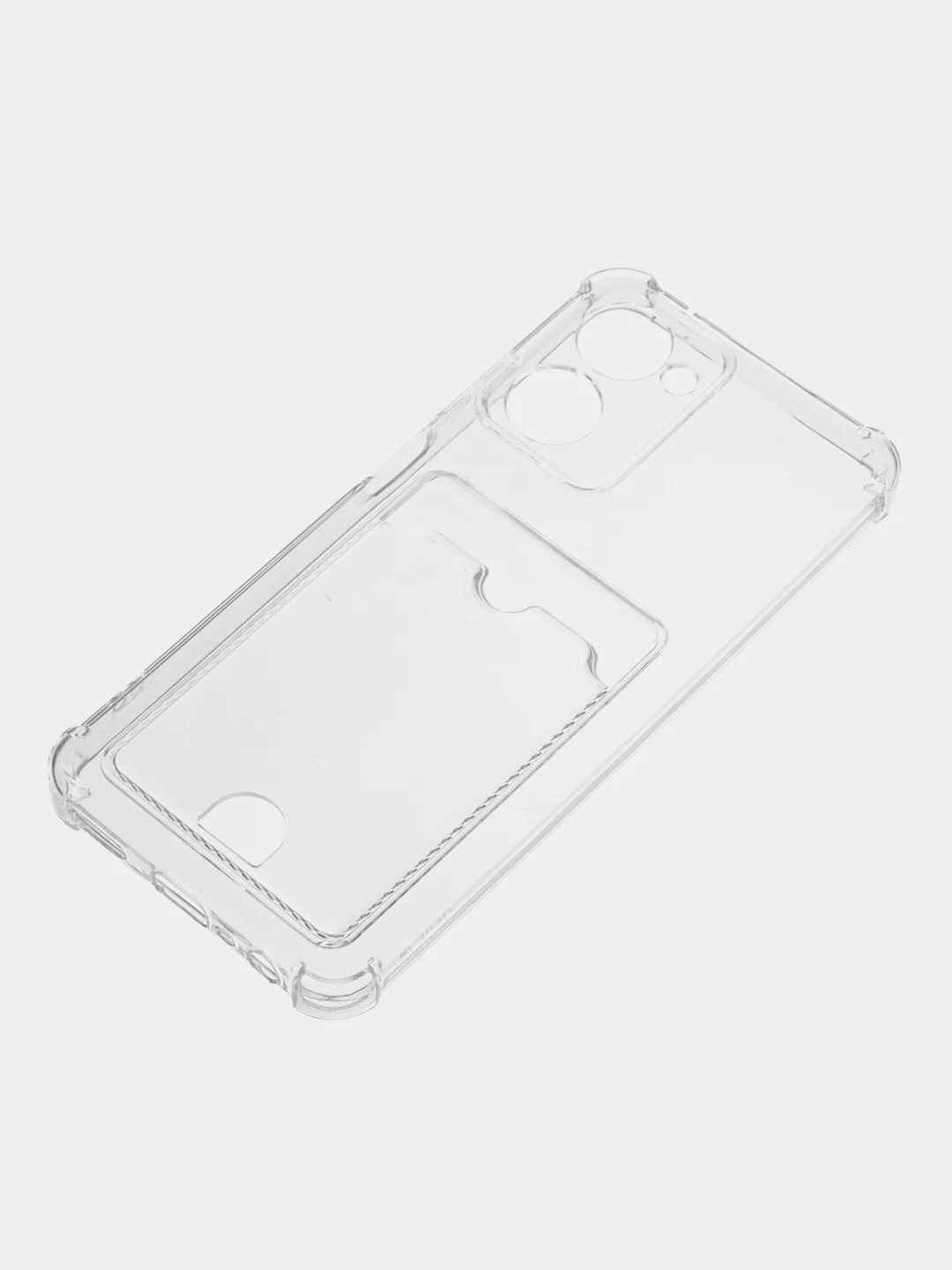 Прозрачный противоударный чехол BROSCORP для Realme 10 силиконовый с карманом для карт