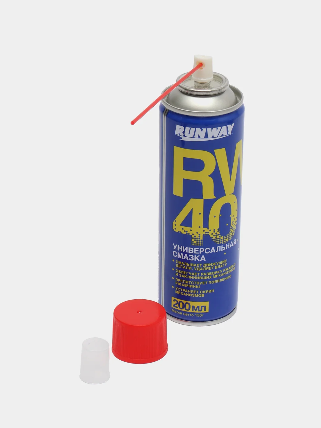 Смазка универсальная RW-40 (аналог WD-40) 200 мл, аэрозоль с трубочкой, RUNWAY RW6096