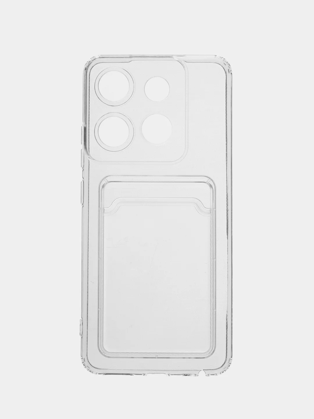Прозрачный чехол BROSCORP для Infinix Smart 7, с кармашком и защитой камер, картхолдер с карманом