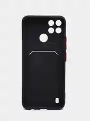 Черный силиконовый чехол для Realme C21Y, C25Y, Narzo 50 Pro, c отсеком для карт