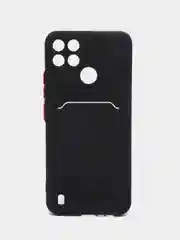 Черный силиконовый чехол для Realme C21Y, C25Y, Narzo 50 Pro, c отсеком для карт