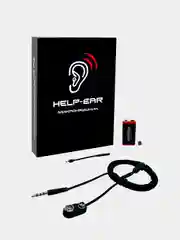 Черный микронаушник магнитный Help-Ear Crona Lite проводной, на батарейке, встроенный микрофон