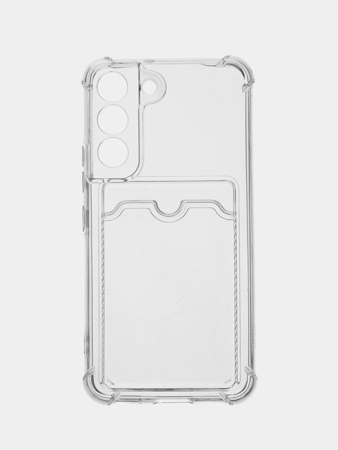 Прозрачный противоударный чехол BROSCORP для Samsung Galaxy S22, силиконовый, с карманом для карт