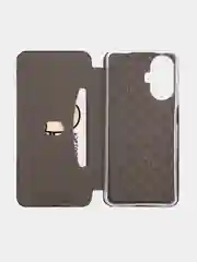 Черный чехол-книжка КАРТОФАН, из экокожи на Realme C55, с функцией подставки и кармашком