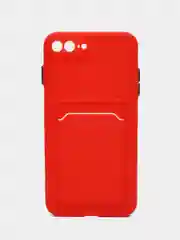 Красный чехол для iPhone 7, 8 Plus (Айфон 7, 8 Плюс) с карманом для карт
