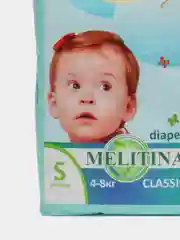Подгузники Melitina для детей Classic размер S 4-8 кг, памперсы детские 44 шт, 50-8444