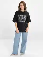 Черный футболка Oversize с принтом унисекс