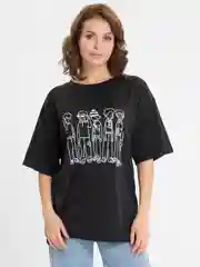 Черный футболка Oversize с принтом унисекс