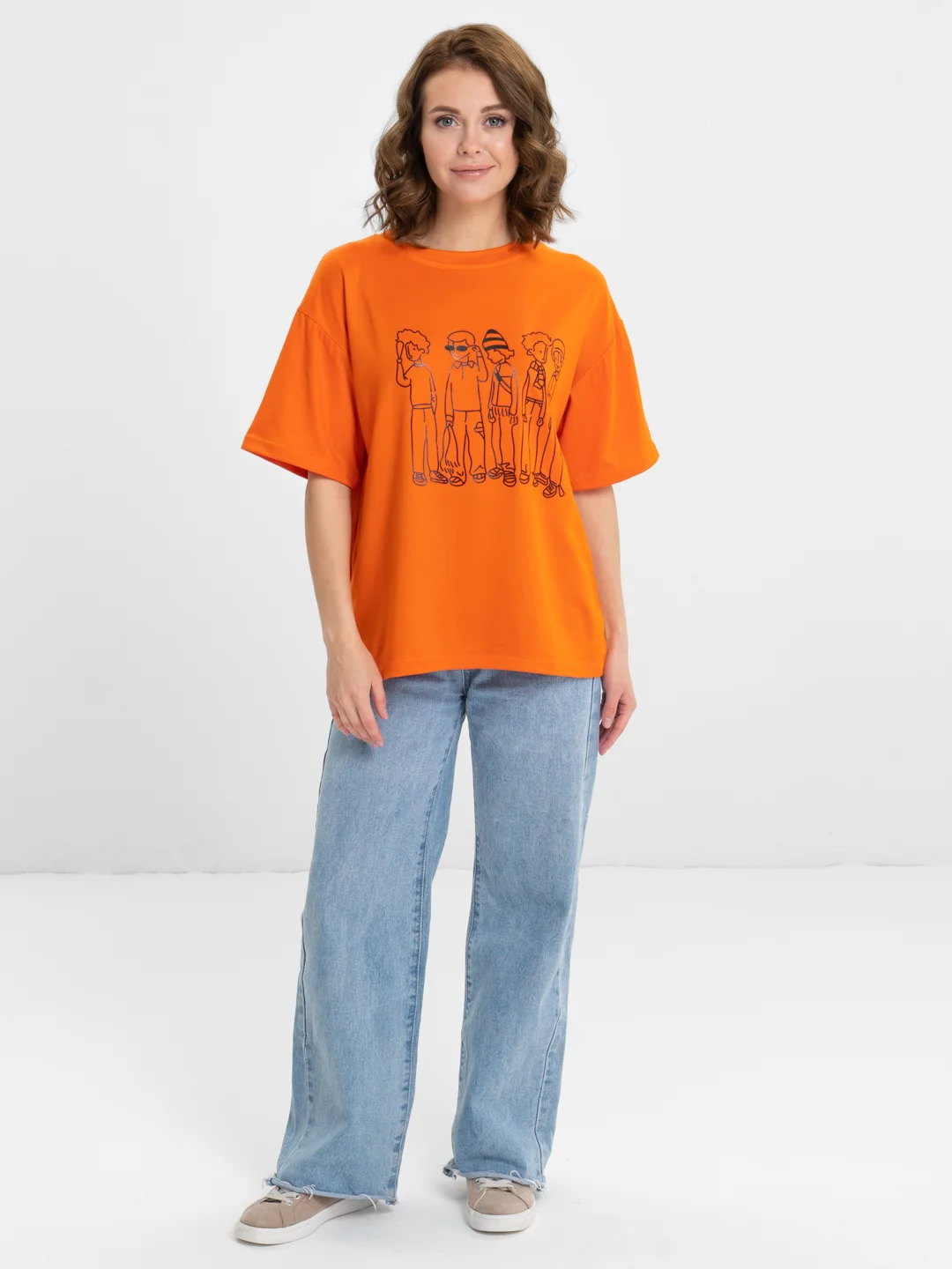 Белый футболка Oversize с принтом унисекс