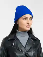 Синий шапка вязаная, унисекс, бини
