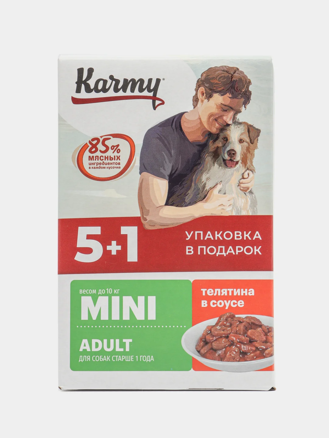 Консервированный корм для собак мелких пород KARMY Mini Adult, телятина в соусе, 6 штук