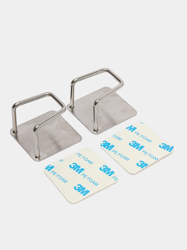 Крючок металлический SimpleShop, самоклеящийся, вешалка, держатель, 2 штуки, серебристый