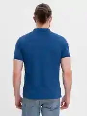 Синий меланж футболка поло мужская