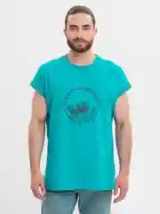 Бирюзовый мужская футболка с принтом, майка мужская для фитнеса