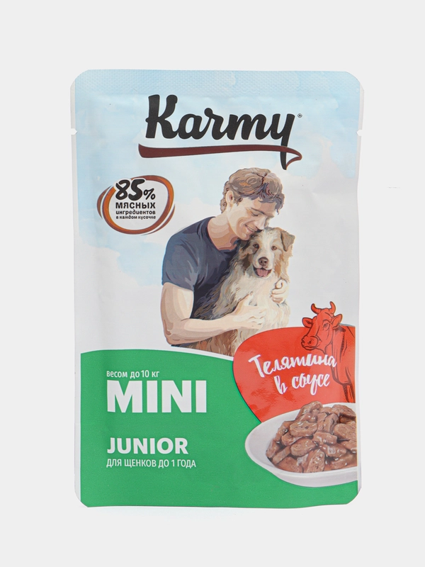 Консервированный корм для щенков мелких пород KARMY MiniJunior, телятина в соусе, 6 штук