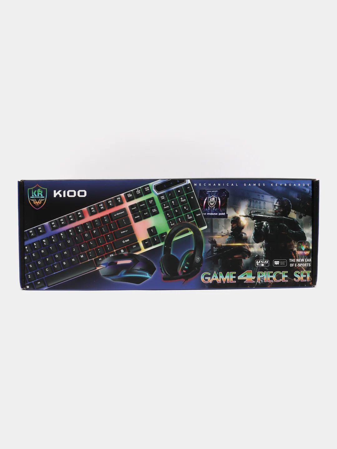 Игровой набор K100 клавиатура, наушники, мышь и коврик