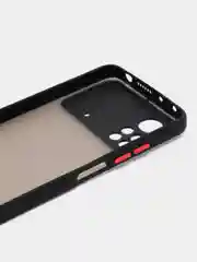Черный чехол для Poco X4 Pro 5G, полупрозрачный, Поко Х4 Про, цветные кнопки, матовый