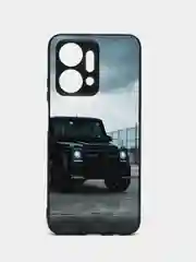 Тёмно-коричневый чехол с рисунком на Honor X7a (Хонор Х7а)