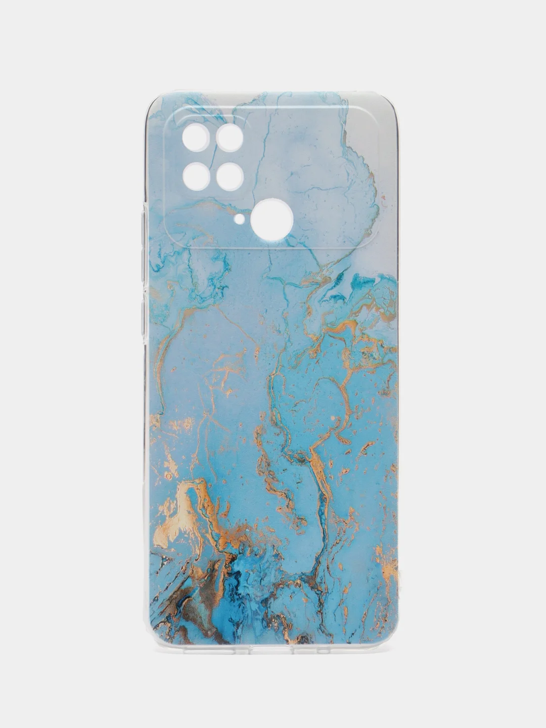 Светло-синий силиконовый чехол на Xiaomi Poco C40 / Сяоми Поко С40 прозрачный с рисунком, защита камеры