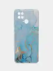 Светло-синий силиконовый чехол на Xiaomi Poco C40 / Сяоми Поко С40 прозрачный с рисунком, защита камеры
