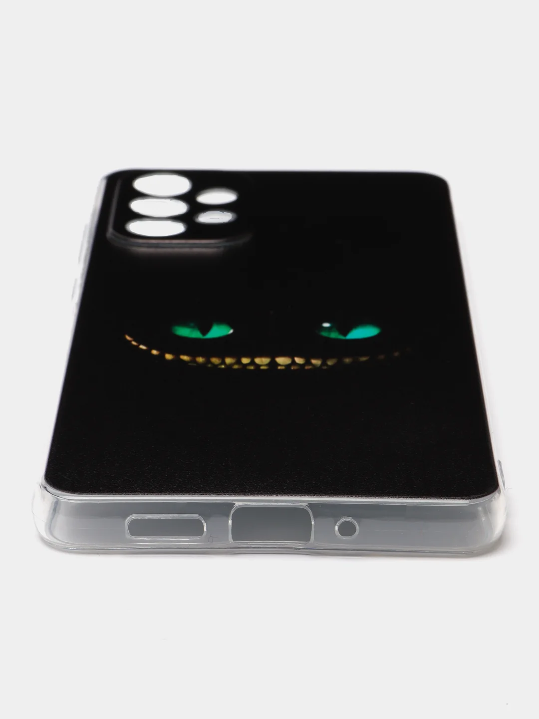 Черный чехол на Samsung Galaxy A73 / Галакси А73 прозрачный, с рисунком, защита камеры