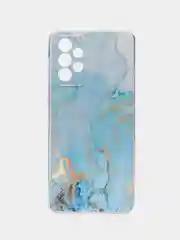 Светло-синий чехол на Samsung Galaxy A73 / Галакси А73 прозрачный, с рисунком, защита камеры