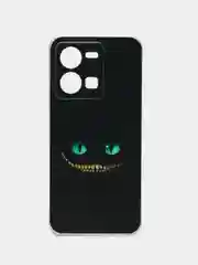 Черный силиконовый чехол на Vivo Y35 / Виво Y35 прозрачный, с рисунком, защита камеры