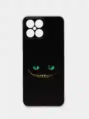 Черный силиконовый чехол на Honor X8 / Хонор Х8 прозрачный, с рисунком, защита камеры