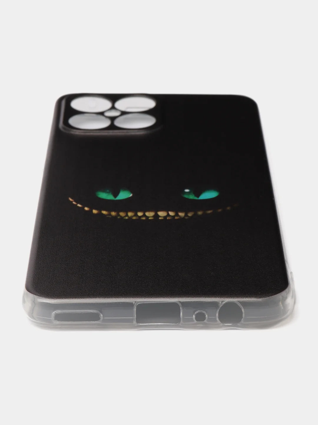 Черный силиконовый чехол на Honor X8 / Хонор Х8 прозрачный, с рисунком, защита камеры