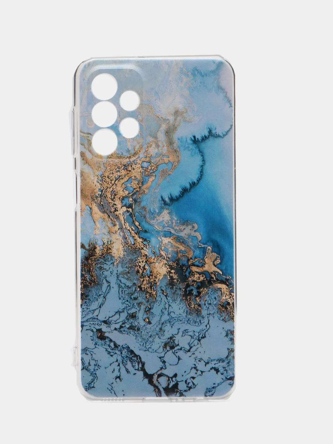 Голубой чехол силиконовый на Samsung Galaxy A23 / Самсунг А23 прозрачный с рисунком, защита камеры