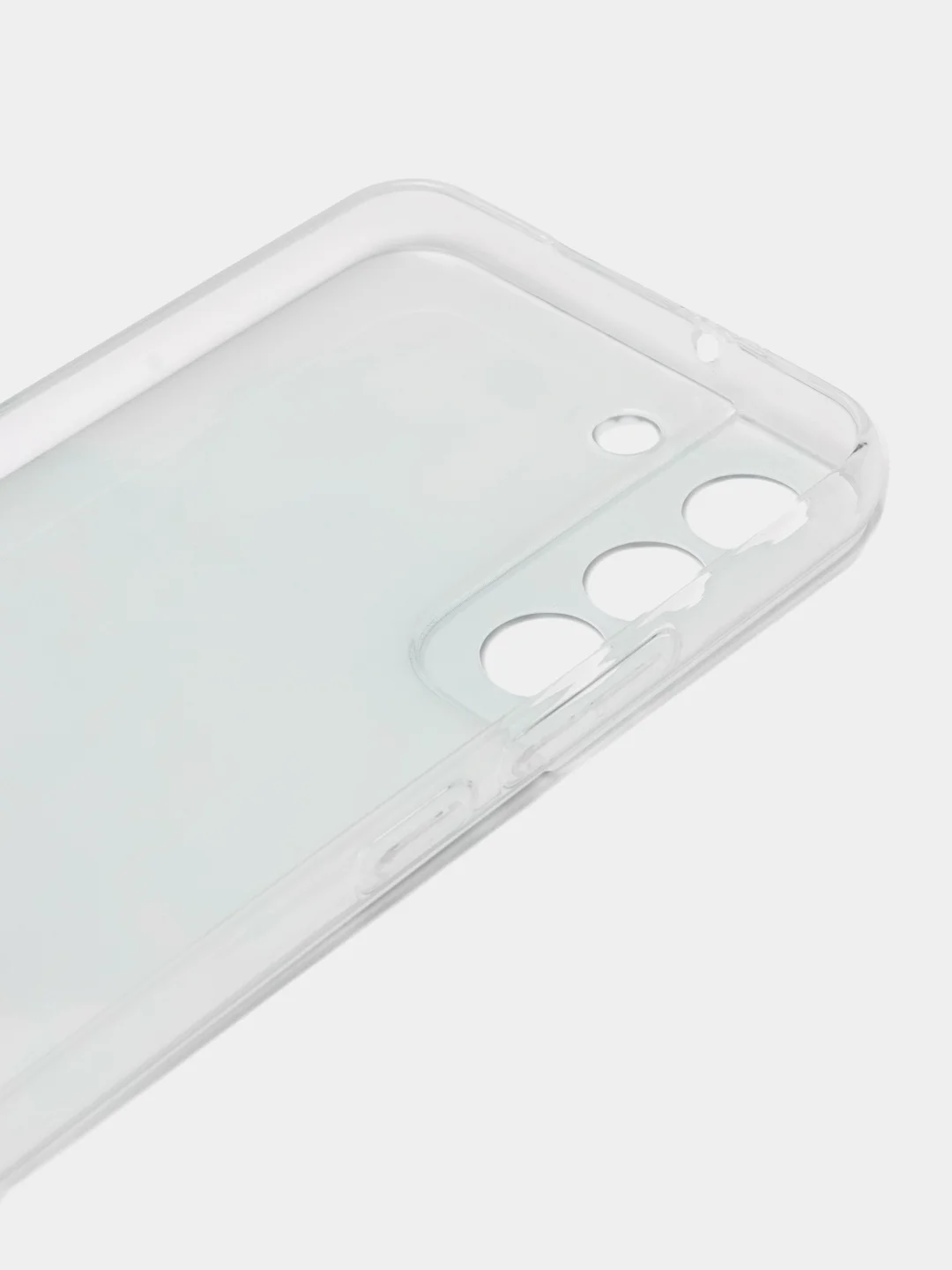 Светло-синий силиконовый чехол на Samsung Galaxy S22 / Самсунг S22 прозрачный с рисунком, защита камеры