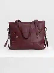 Бордовый вместительная женская сумка из экокожи PU, большая