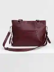 Бордовый вместительная женская сумка из экокожи PU, большая
