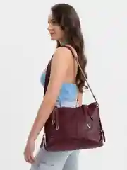 Бордовый вместительная женская сумка из экокожи PU, большая