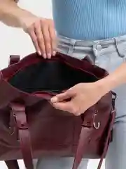 Бордовый вместительная женская сумка из экокожи PU, большая