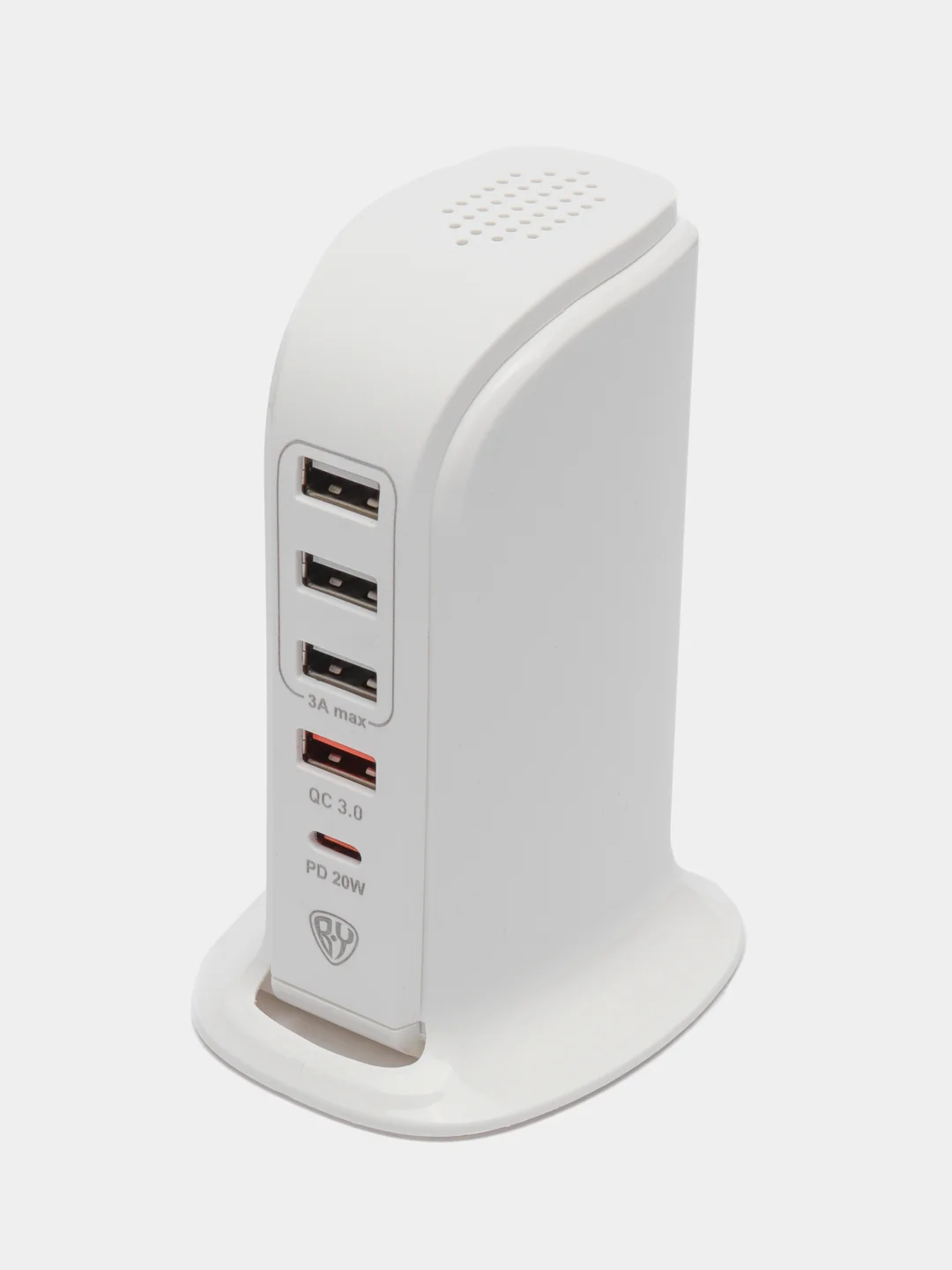 Сетевое зарядное устройство "Башня", быстрая зарядка QC3.0+PD, 4xUSB, 1xType-C 3.4А 12В
