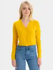 Желтый кардиган женский трикотажный