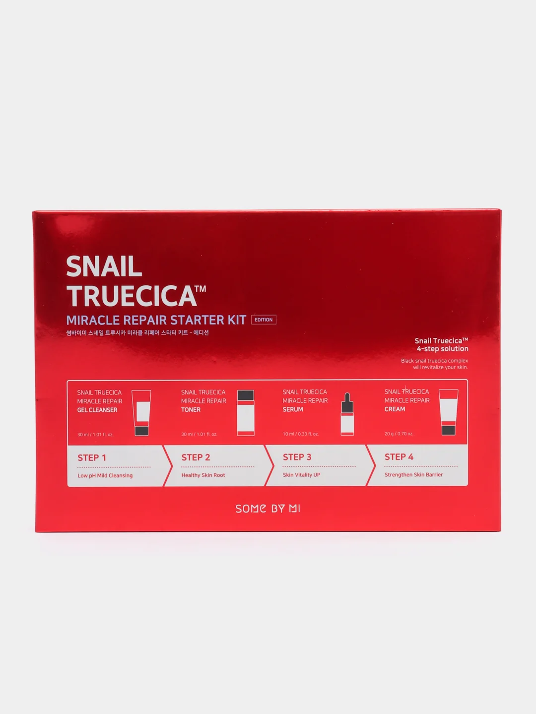 Набор миниатюр с муцином улитки Snail Truecica Miracle Repair Starter Kit, 30/30/10/20 мл