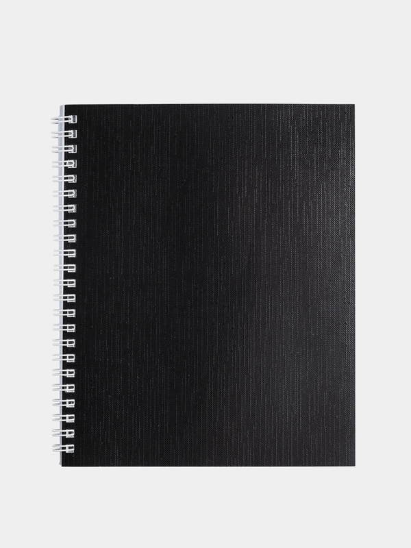 Тетрадь бумвинил, А5, 96 л., гребень, офсет №1, клетка, Черная Metallic, Hatber