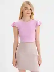 Розовый топ женский с коротким рукавом