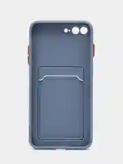 Синий меланж чехол для iPhone 7, 8 Plus (Айфон 7, 8 Плюс) с карманом для карт