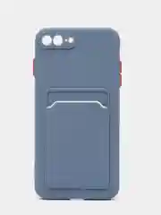 Синий меланж чехол для iPhone 7, 8 Plus (Айфон 7, 8 Плюс) с карманом для карт