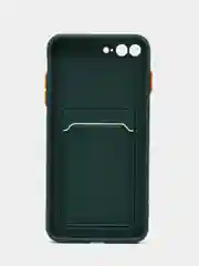 Тёмно-зелёный чехол для iPhone 7, 8 Plus (Айфон 7, 8 Плюс) с карманом для карт