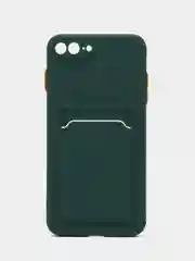 Тёмно-зелёный чехол для iPhone 7, 8 Plus (Айфон 7, 8 Плюс) с карманом для карт