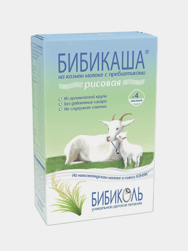 Каша детская Бибикаша рисовая на козьем молоке, с 4 мес., 200 г