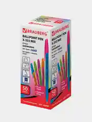 Ручка шариковая Brauberg X-333 Mix, синяя, комплект 50 штук, корпус ассорти, 880155